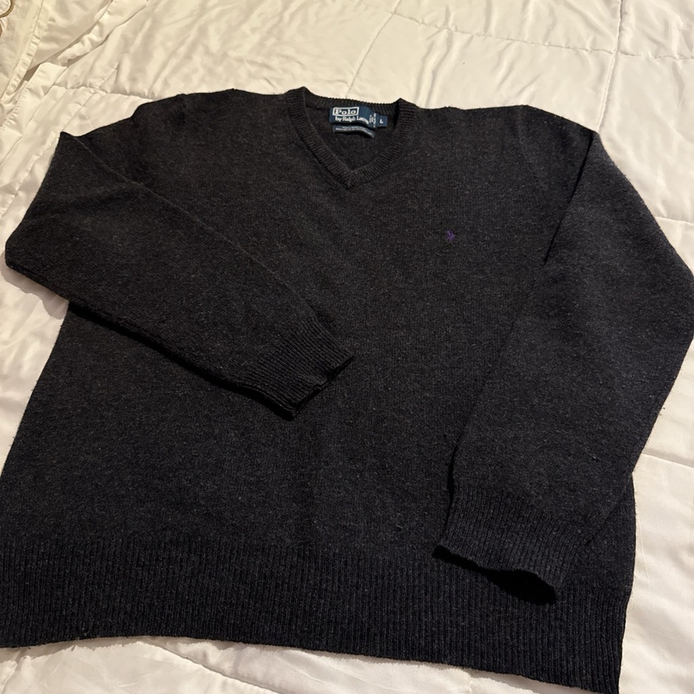 Men's Ralph Lauren Dark Gray V-Neck Sweater